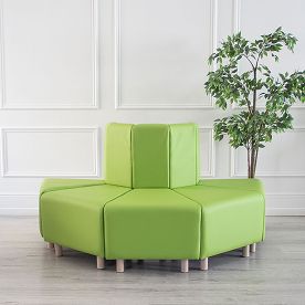 Выполненный проект Диван Круг, экокожа Nitro Green, ножки бук морилка белая - фото