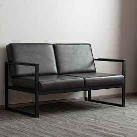 Выполненный проект >Диван лофт New 7, экокожа Space graphite, каркас черный - фото