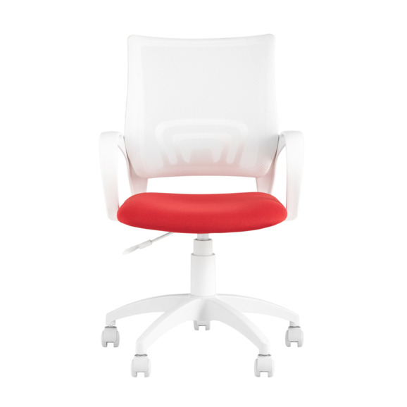 Кресло офисное TopChairs ST-BASIC-W красный, белая спинка - фото 2