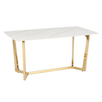 Настоящее фото товара Стол обеденный Chord, белый мрамор, золотой, произведённого компанией ChiedoCover
