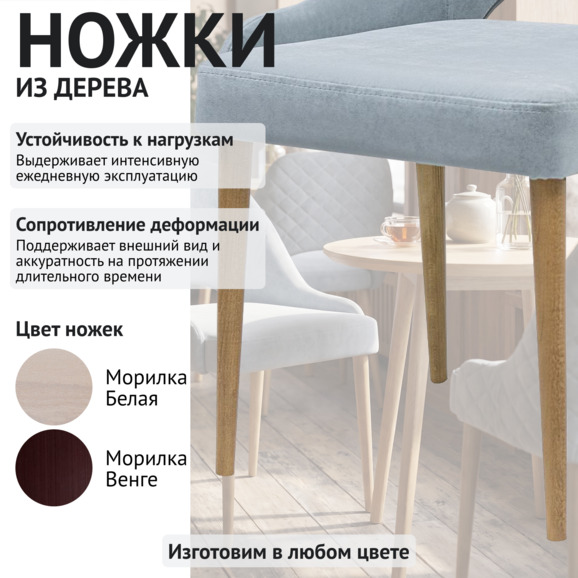 Стул Мила Диамант, флок Иммануелле Минт, cтаринный орех - фото 4