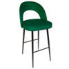 Стул Пиннате, барный, зеленый, черный, велюр