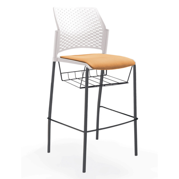 Стул Ревайнд барный с мягким сиденьем и корзиной для бумаг, белый, черный - фото 5