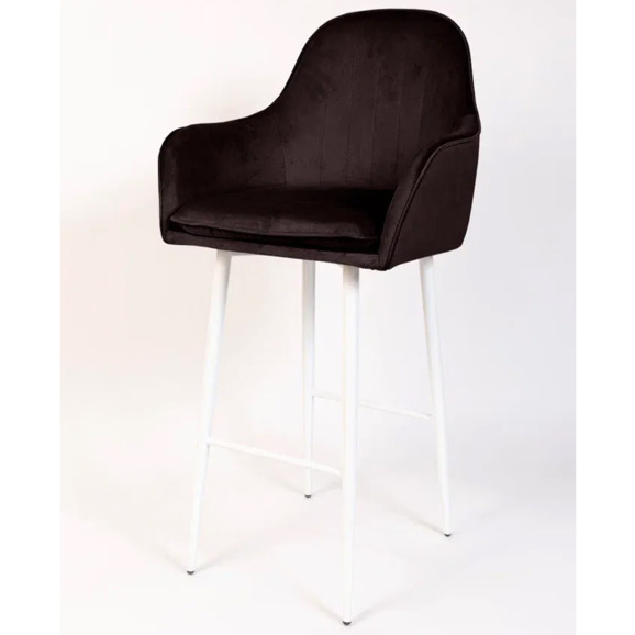 Кресло Сета, барные ножки, коричневый, белый, велюр - фото 3