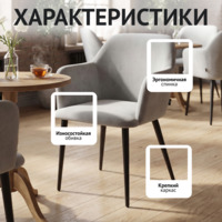 Фотография Стул Терра, черные ножки, велюр серый Фотография товара Стул Терра, черные ножки, велюр серый от компании ChiedoCover.