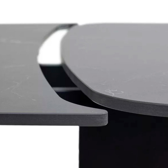 Стол Blanco 160, matt black marble solid ceramic, орех - фото 5