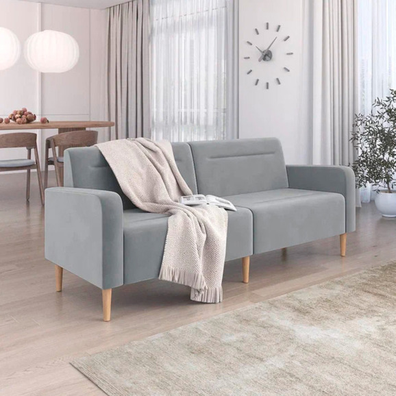 Диван Папилла, велюр, 202 см, светло-серый - фото 5