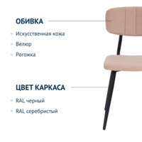 Фотография товара Стул Kato лайт, велюр Remy 14, каркас металл, фанера от компании ChiedoCover.