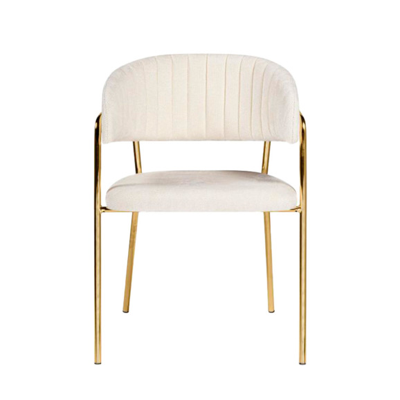 Стул на металлокаркасе Kamelia белый / ткань золотые ножки Стул на металлокаркасе Kamelia белый / ткань золотые ножки - фото 2