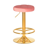 Настоящее фото товара Барный табурет Кален, пудрово-розовый, золотое основание, произведённого компанией ChiedoCover
