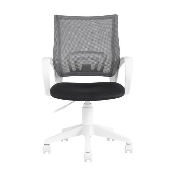 Кресло офисное TopChairs ST-BASIC-W серый, черное сиденье, крестовина пластик белый - фото 3