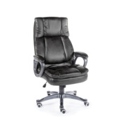 Кресло офисное / Мэдисон / (black) серый пластик / черная экокожа