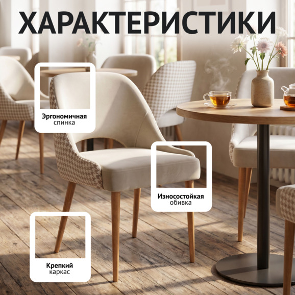 Стул Мила, велюр Тедди 005/ спинка Труссарди 0/3, светлый орех - фото 2