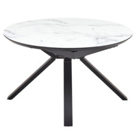 Настоящее фото товара Стол обеденный Brocade, раскладной, белый мрамор, черный, произведённого компанией ChiedoCover