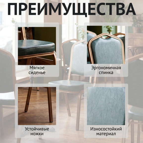 Стул Хит 25, кожзам Молеро 405, каркас бронза Стул Хит 25, кожзам Молеро 405, каркас бронза - фото 6