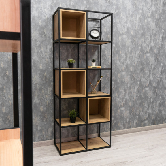 Фотография в интерьере товара Стеллаж лофт с деревянными полками от компании ChiedoCover.