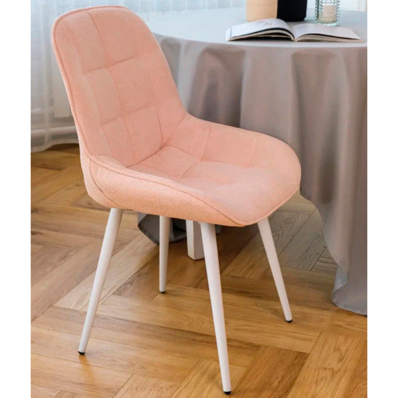 Стул Мускус, металл круглый профиль, букле, розовый, белый - фото 8