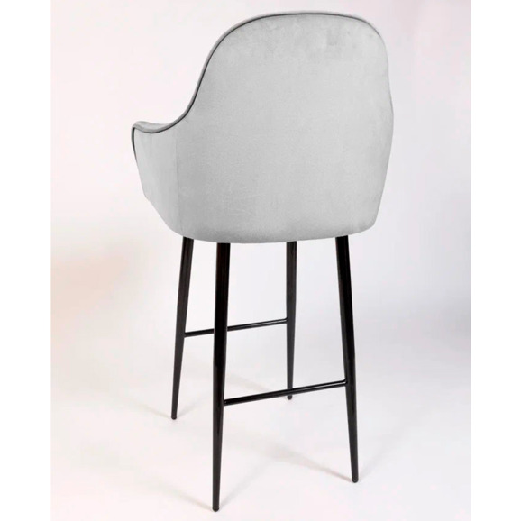 Кресло Сета, барные ножки, светло-серый, черный, велюр - фото 5