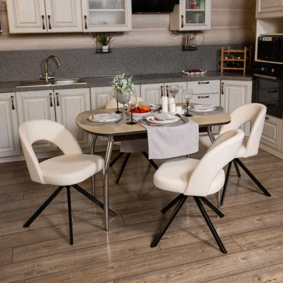 Стул Пиннате, пирамида, молочный, черный, букле - фото 3