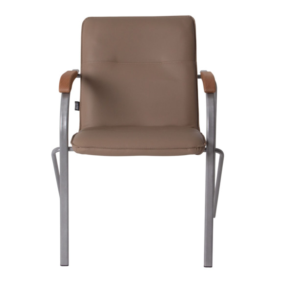 Стул Самба, кожзам Пегасо Капучино, каркас серебро, подлокотники бук, под лак - фото 7