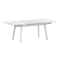 Настоящее фото товара Стол раздвижной Гранди 1200+300+300, мрамор белый, белый муар, произведённого компанией ChiedoCover