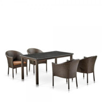Настоящее фото товара Комплект мебели Энфилд, коричневый, 4 стула, прямоугольная столешница, произведённого компанией ChiedoCover