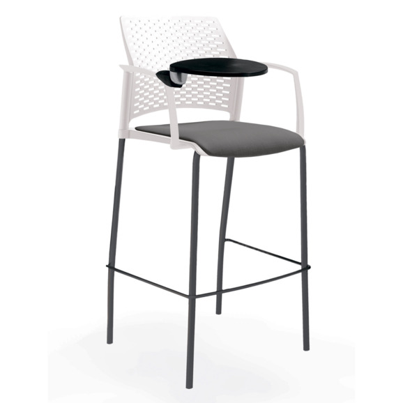 Стул Ревайнд барный с мягким сиденьем и пюпитром, белый, черный - фото 1