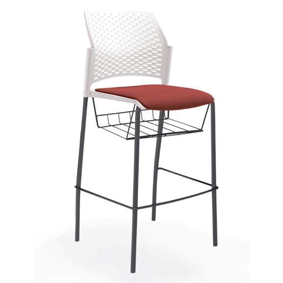 Стул Ревайнд барный с мягким сиденьем и корзиной для бумаг, белый, черный - фото 4