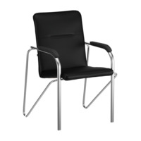 Настоящее фото товара Стул Самба, экокожа Black, каркас хром, подлокотники бук, морилка черная, произведённого компанией ChiedoCover
