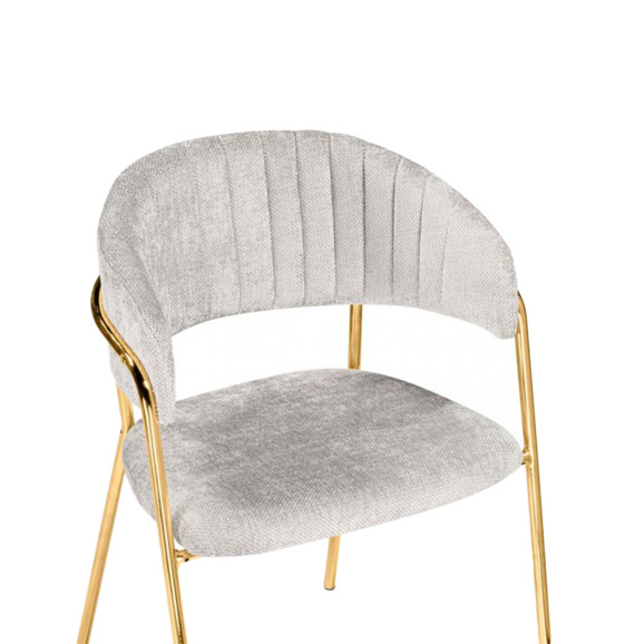 Стул на металлокаркасе Kamelia светло-серый / ткань золотые ножки Стул на металлокаркасе Kamelia светло-серый / ткань золотые ножки - фото 5