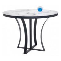 Настоящее фото товара Стеклянный стол Нейтон белый мрамор / графит, произведённого компанией ChiedoCover