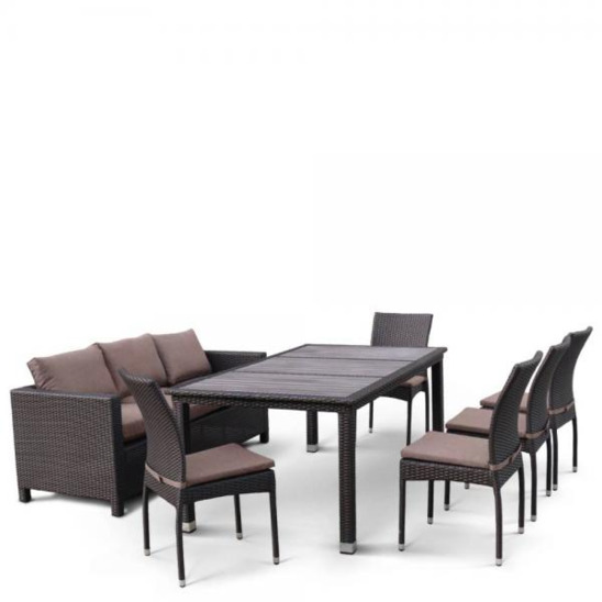 Комплект мебели Аврора, 8 посадочных мест, коричневый - фото 1