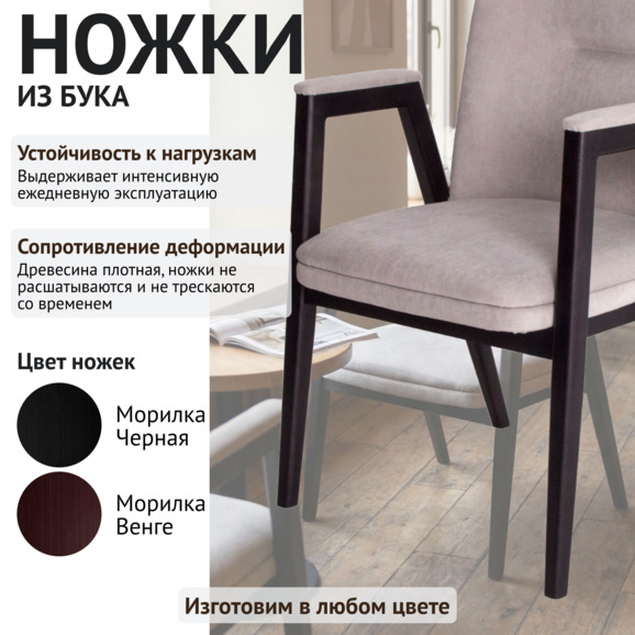 Стул Бали, велюр Тедди 023, гобелен Леда, ножки бук морилка черная Стул Бали, велюр Тедди 023, гобелен Леда, ножки бук морилка черная - фото 4