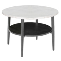 Настоящее фото товара Стол журнальный Eaves, эффект белого мрамора, черный, произведённого компанией ChiedoCover