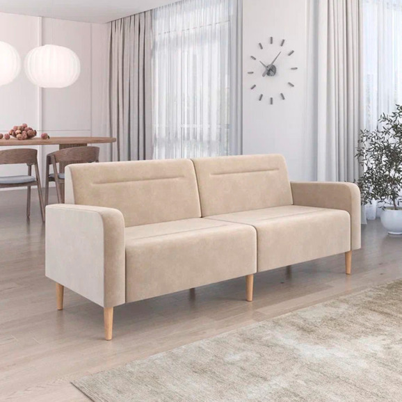 Диван Папилла, велюр, 202 см, бежевый - фото 4