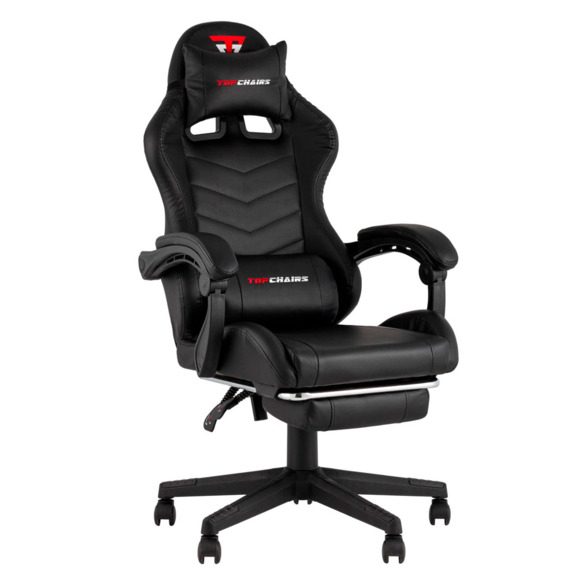 Кресло спортивное TopChairs Prophet с оттоманкой черный - фото 1