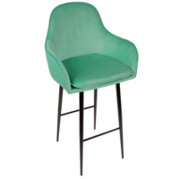 Настоящее фото товара Кресло Сета, барные ножки, светло-зеленый, черный, велюр, произведённого компанией ChiedoCover