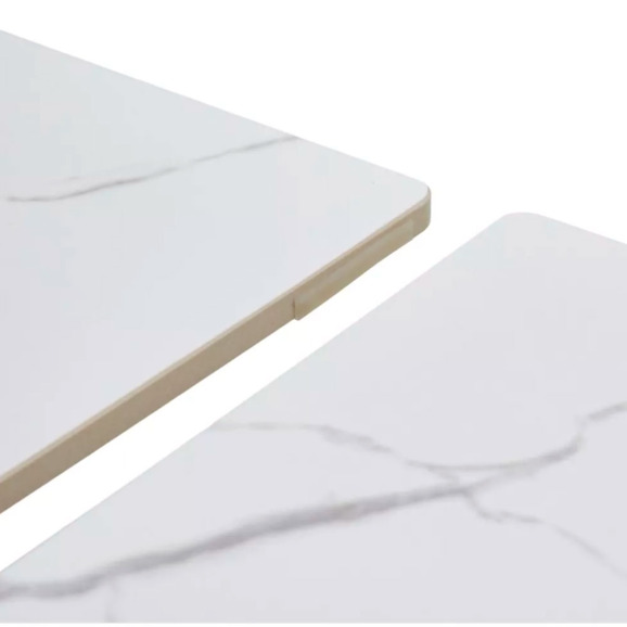 Стол Estebio 160, gloss statuario white solid ceramic, серый металлик - фото 5