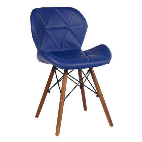 Стул мягкий Eames, экокожа, бук, синий - фото 1