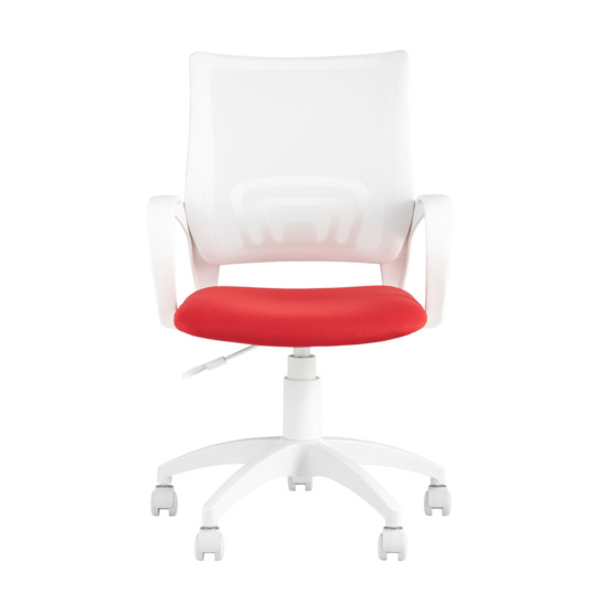 Кресло офисное TopChairs ST-BASIC-W красный, белая спинка - фото 2