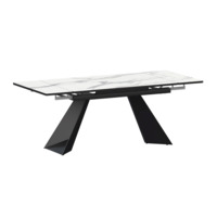 Фотография Стол раздвижной Дуит 1200х800+300, мрамор белый, черный муар от производителя ChiedoCover, картинка продукции, реальное фото товара Настоящее фото товара Стол раздвижной Дуит 1200х800+300, мрамор белый, черный муар, произведённого компанией ChiedoCover