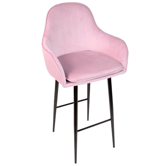 Кресло Сета, барные ножки, сиреневый, черный, велюр - фото 1