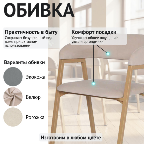 Стул Прадо, велюр Велутто 17, каркас золото муар - фото 3