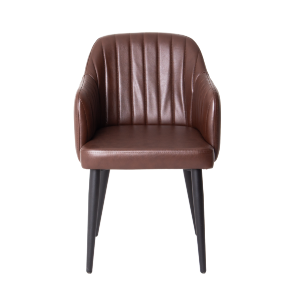 Стул Тюльпан, экокожа Galaxy Brown, ножки металл 40*20 RAL 9005 - фото 5