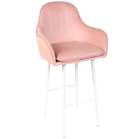 Настоящее фото товара Кресло Сета, барные ножки, розовый, белый, велюр, произведённого компанией ChiedoCover