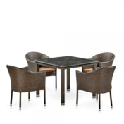 Комплект мебели Энфилд, коричневый, 4 стула, квадратная столешница