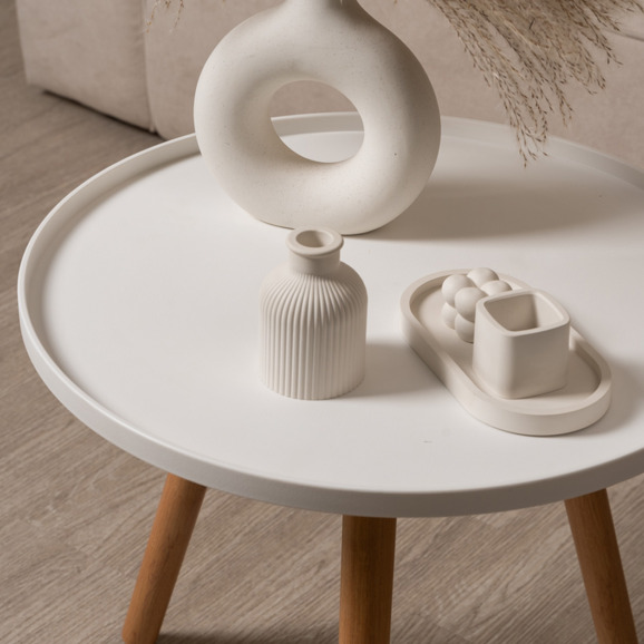 Стол журнальный Alvi, белый, деревянные ножки - фото 7