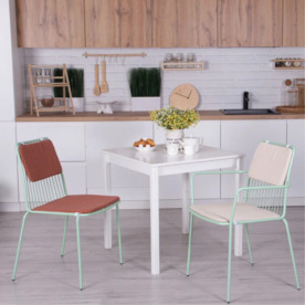 Фотография в интерьере товара Стул Лион с подлокотниками и подушкой, рогожка бежевая Lardasa 100 от компании ChiedoCover.