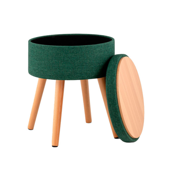 Пуф с ящиком Store Woody рогожка темно-зелёная - фото 4