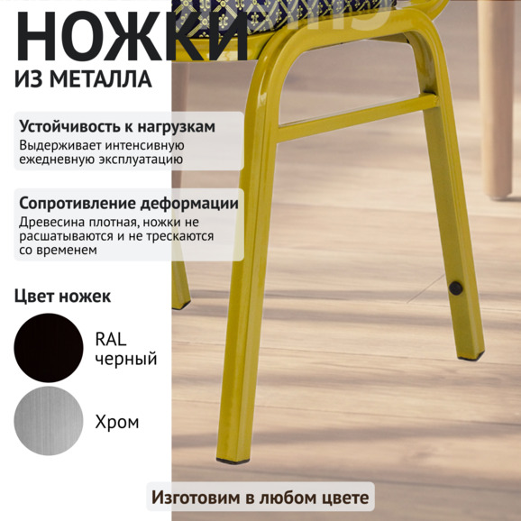Стул Хит 25мм, золото, жаккард, каретная стяжка - фото 4